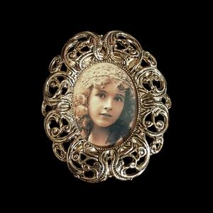 Vintage Gold Brooch with Portrait